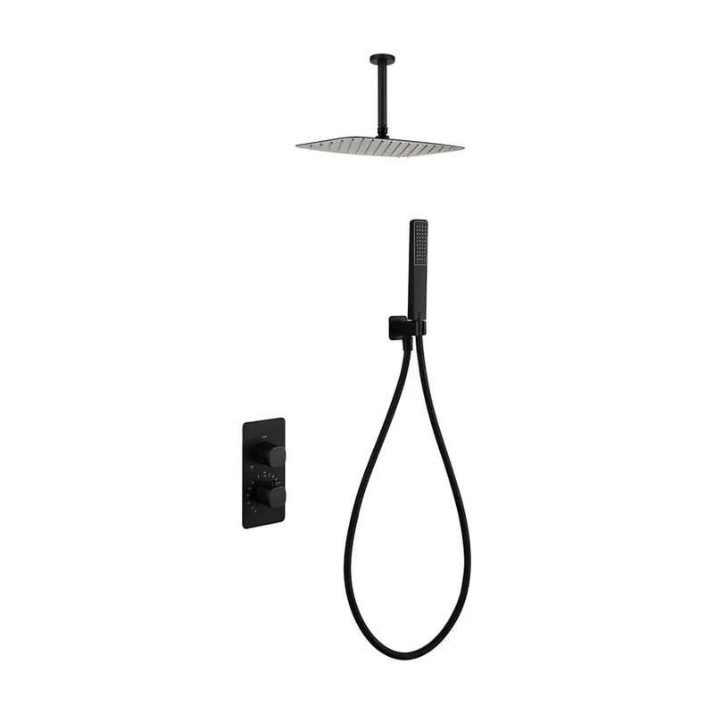Conjunto ducha termostático empotrado Arezzo negro mate Imex