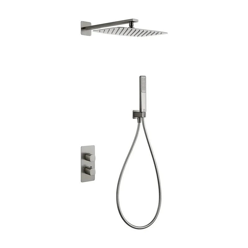 Conjunto ducha termostático empotrado Toscana níquel cepillado Imex
