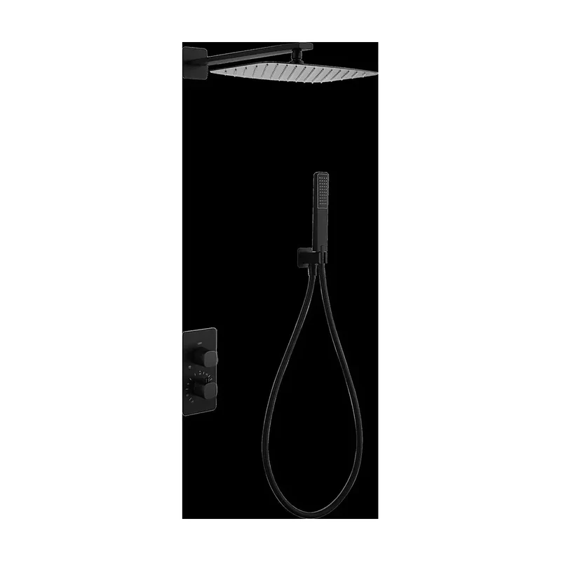 Conjunto ducha termostático empotrado Toscana negro mate Imex