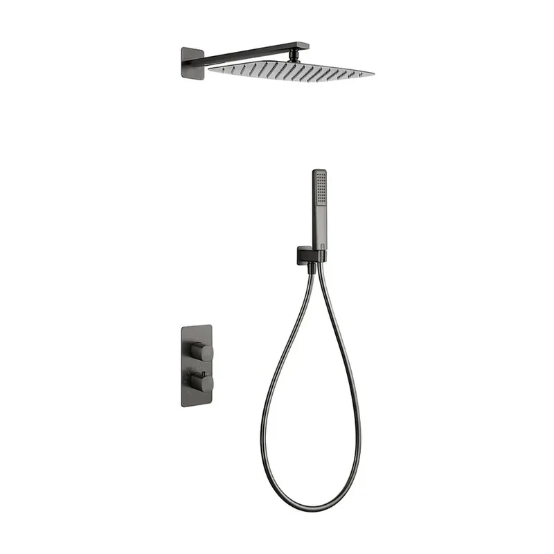 Conjunto ducha termostático empotrado Toscana black gun metal Imex