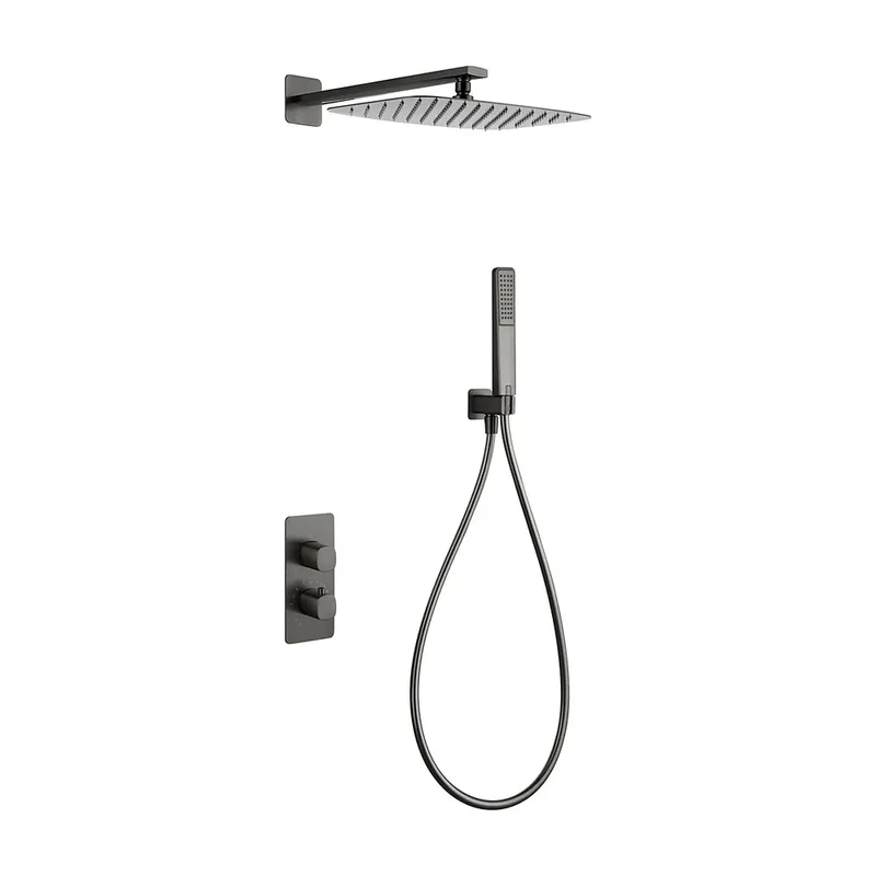 Conjunto ducha termostático empotrado Toscana black gun metal Imex