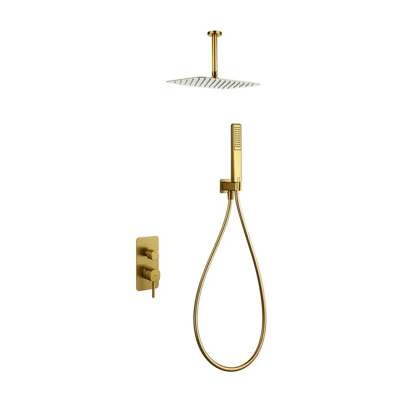 Conjunto ducha monomando empotrado Arezzo oro cepillado Imex