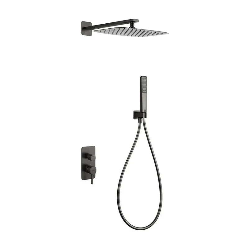 Conjunto ducha monomando empotrado Toscana black gun metal Imex