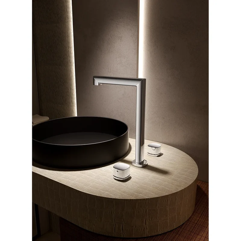 Lavabo bimando sobreencimera caño alto Toscana negro mate Imex
