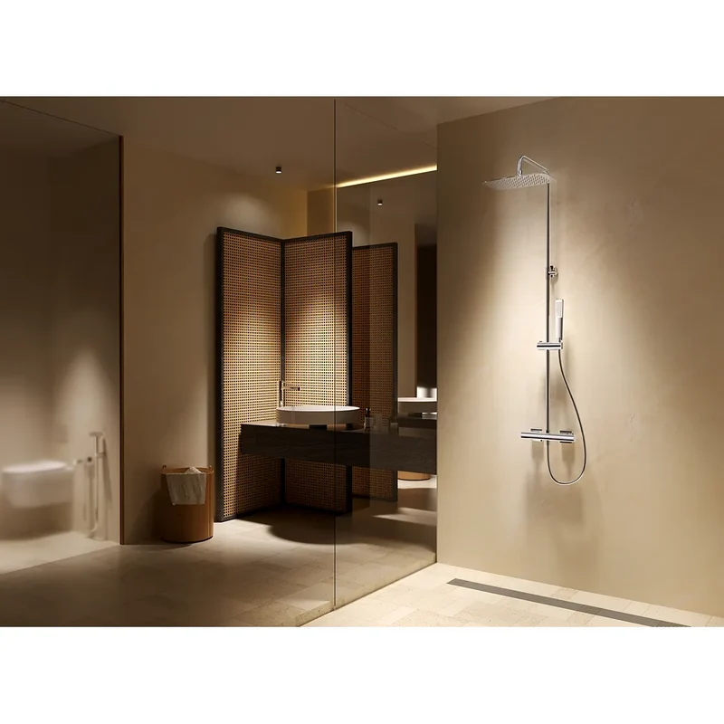 Conjunto ducha termostático Toscana negro mate Imex