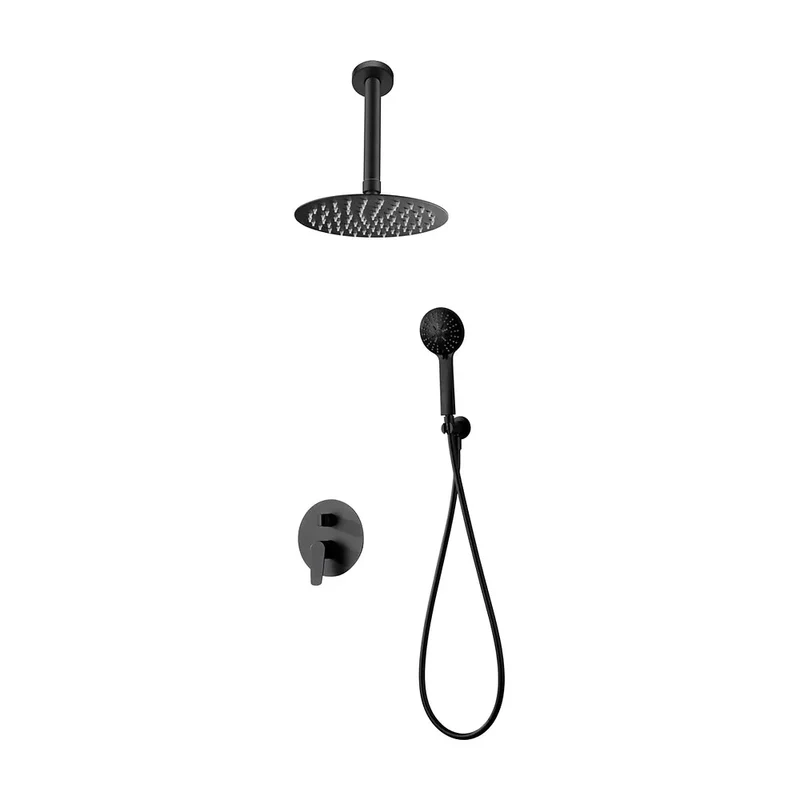 Conjunto de ducha empotrado monomando Bruselas negro mate Imex