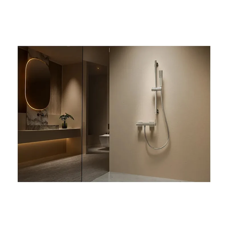 Barra de soporte ducha Negro Mate redonda 60 cm Imex