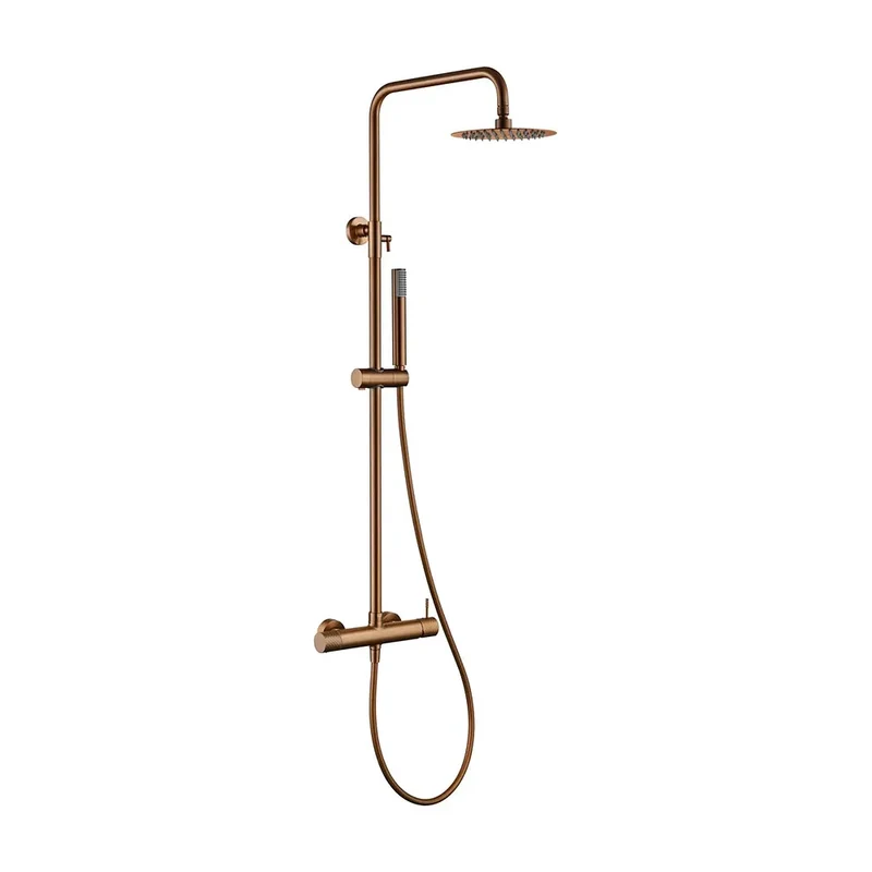 Conjunto ducha monomando Genova oro rosa cepillado Imex