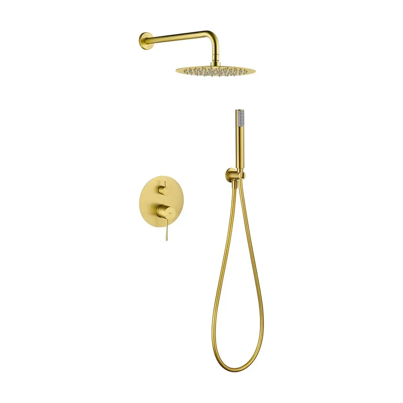 Conjunto ducha monomando empotrado Genova oro cepillado Imex