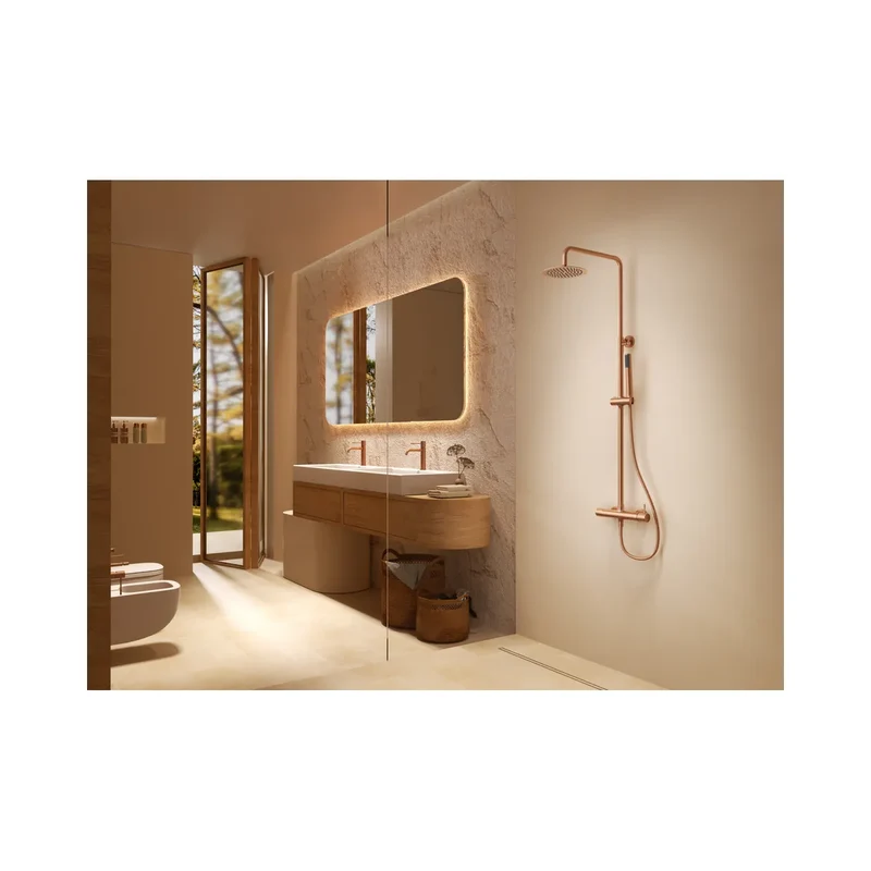 Conjunto ducha monomando Genova oro cepillado Imex
