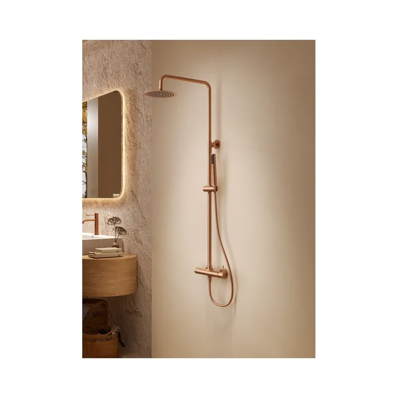 Conjunto ducha monomando Genova oro cepillado Imex