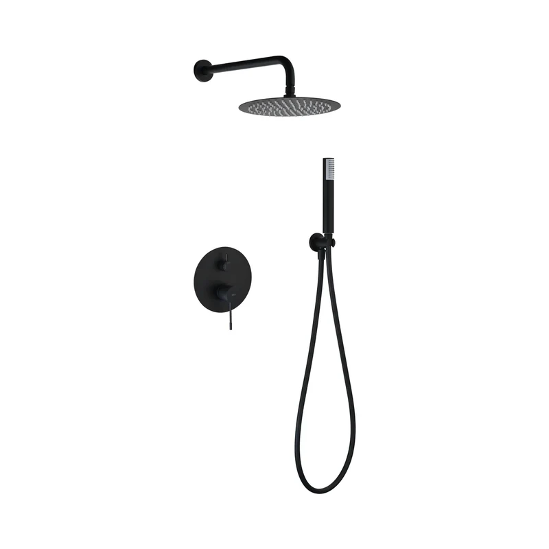 Conjunto ducha monomando empotrado Genova negro mate Imex