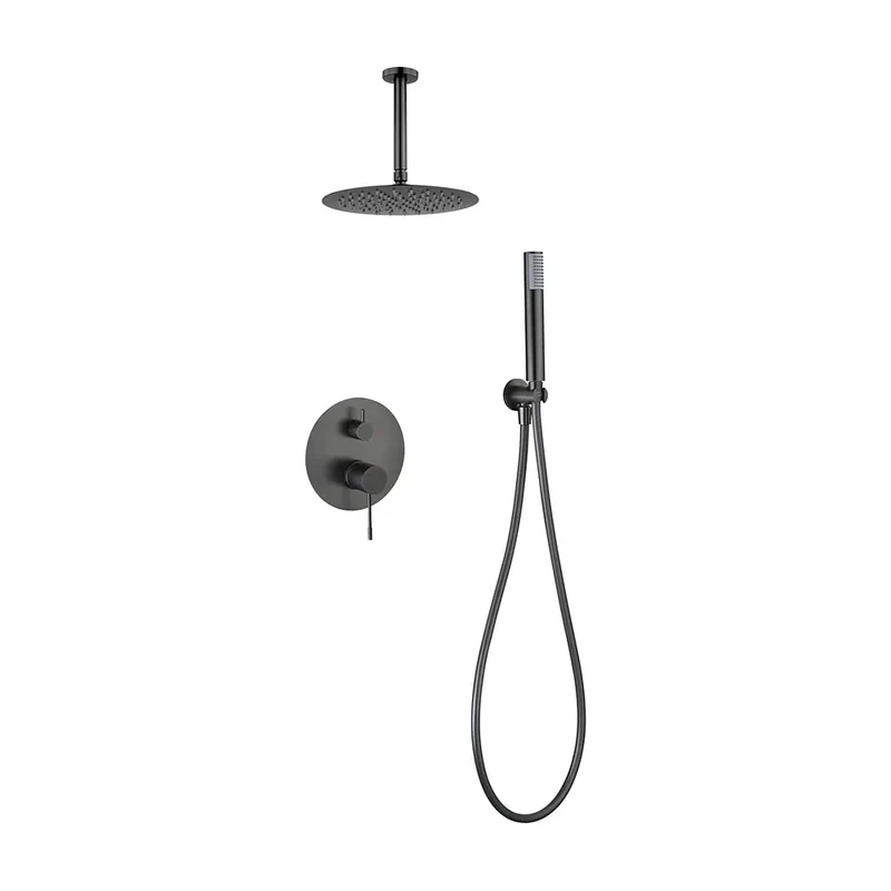 Conjunto ducha monomando empotrado Piamonte black gun metal Imex