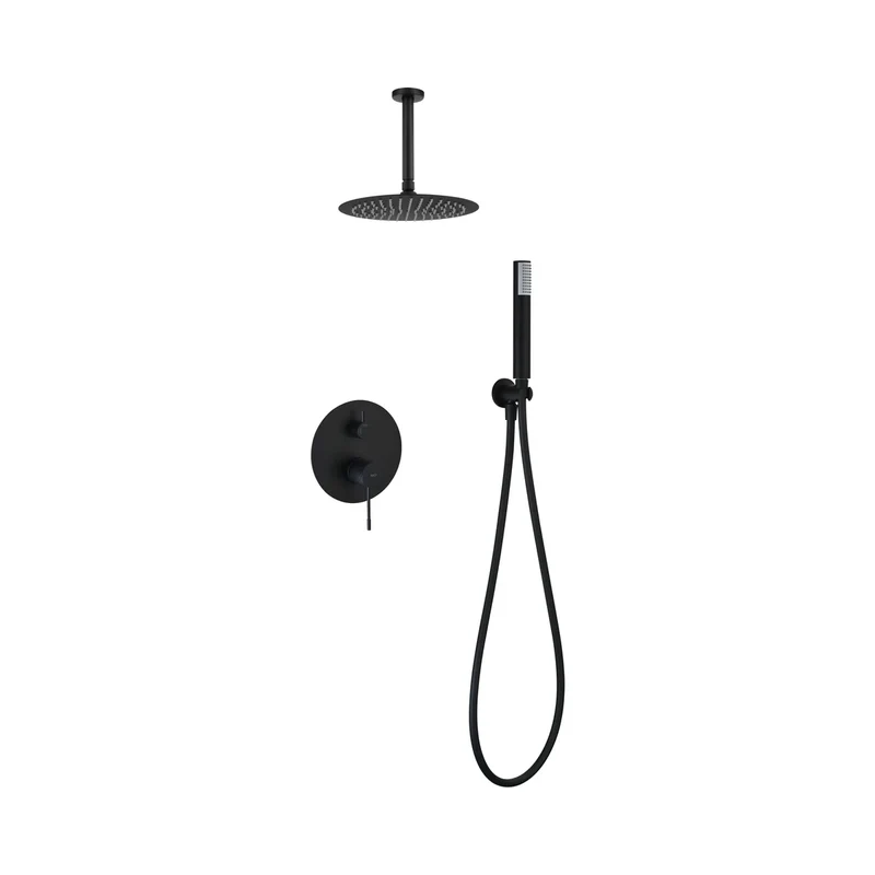 Conjunto ducha monomando empotrado Piamonte negro mate Imex