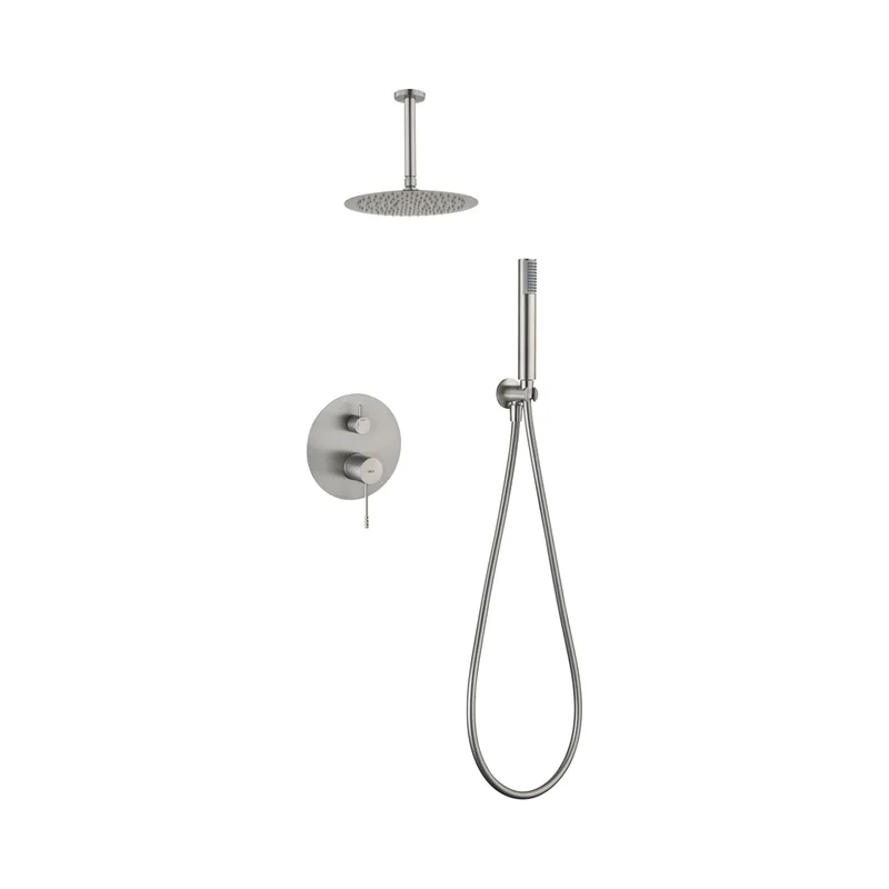 Conjunto ducha monomando empotrado Piamonte níquel cepillado Imex