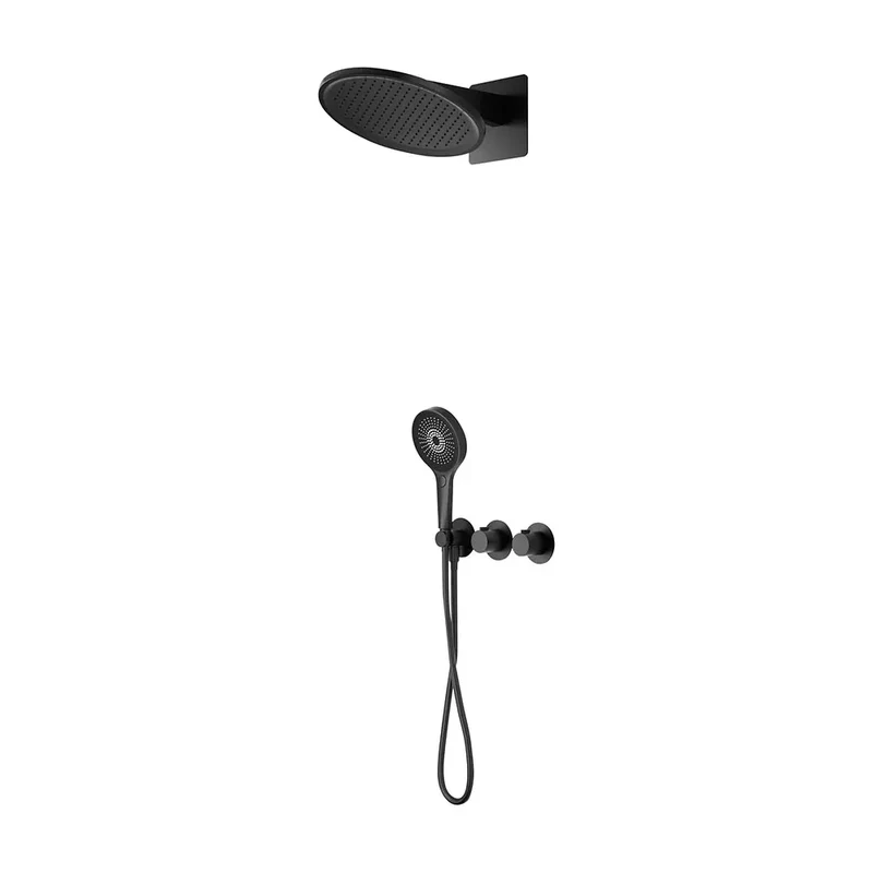 Conjunto ducha termostático empotrado Bolonia negro mate Imex