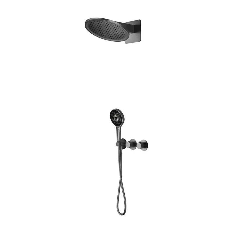 Conjunto ducha termostático empotrado Bolonia black gun metal Imex