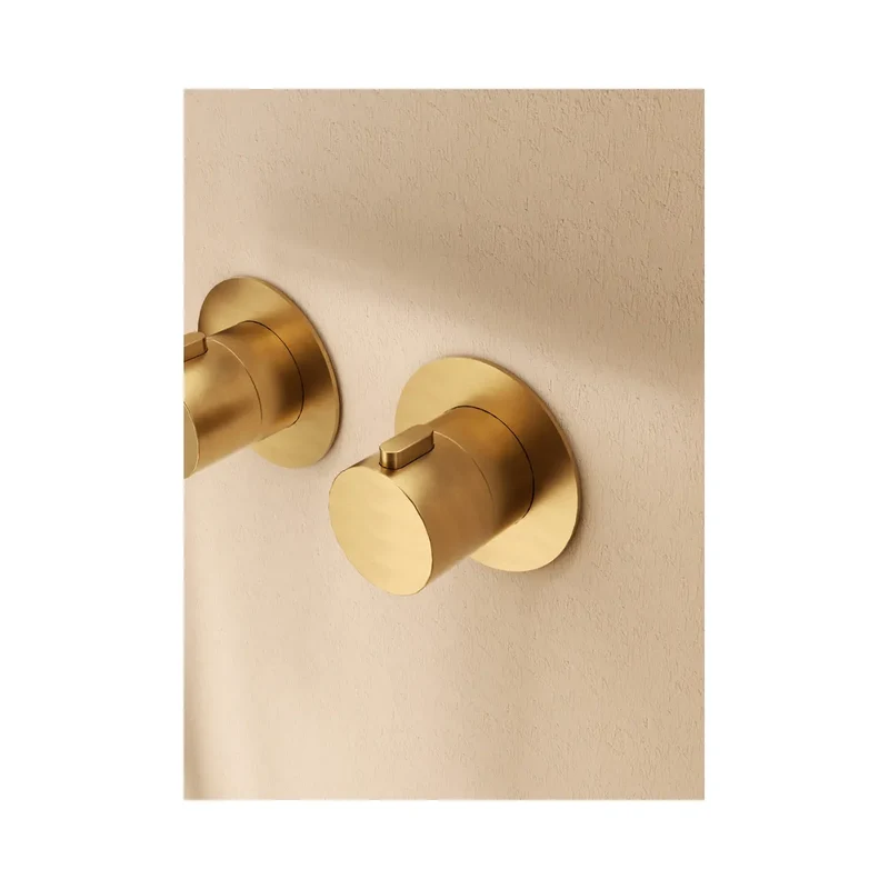 Conjunto ducha termostático empotrado Bolonia oro cepillado Imex