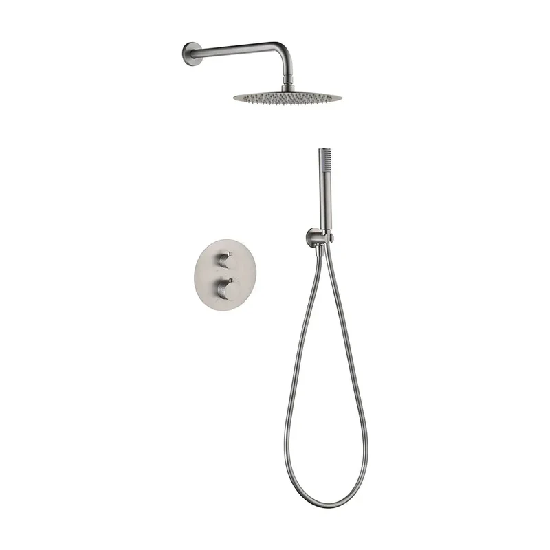 Conjunto ducha termostático empotrado Genova níquel cepillado Imex