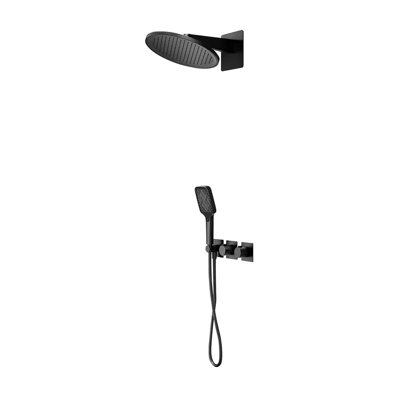Conjunto ducha termostático empotrado Inari negro mate Imex