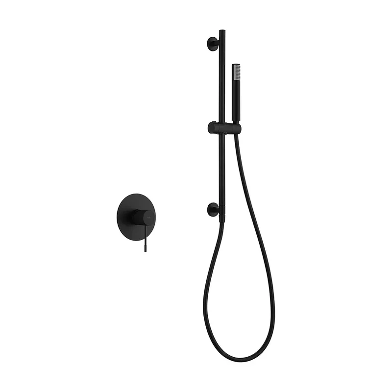 Set monomando empotrado 1 vía Line con mango negro mate Imex