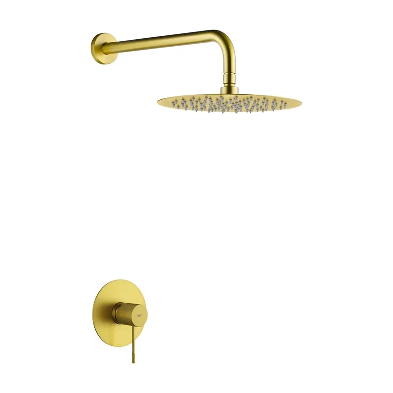 Set monomando empotrado 1 vía Line con rociador oro cepillado Imex