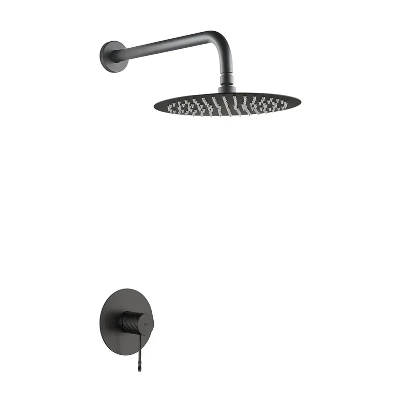 Set monomando empotrado 1 vía Genova con rociador black gun metal Imex