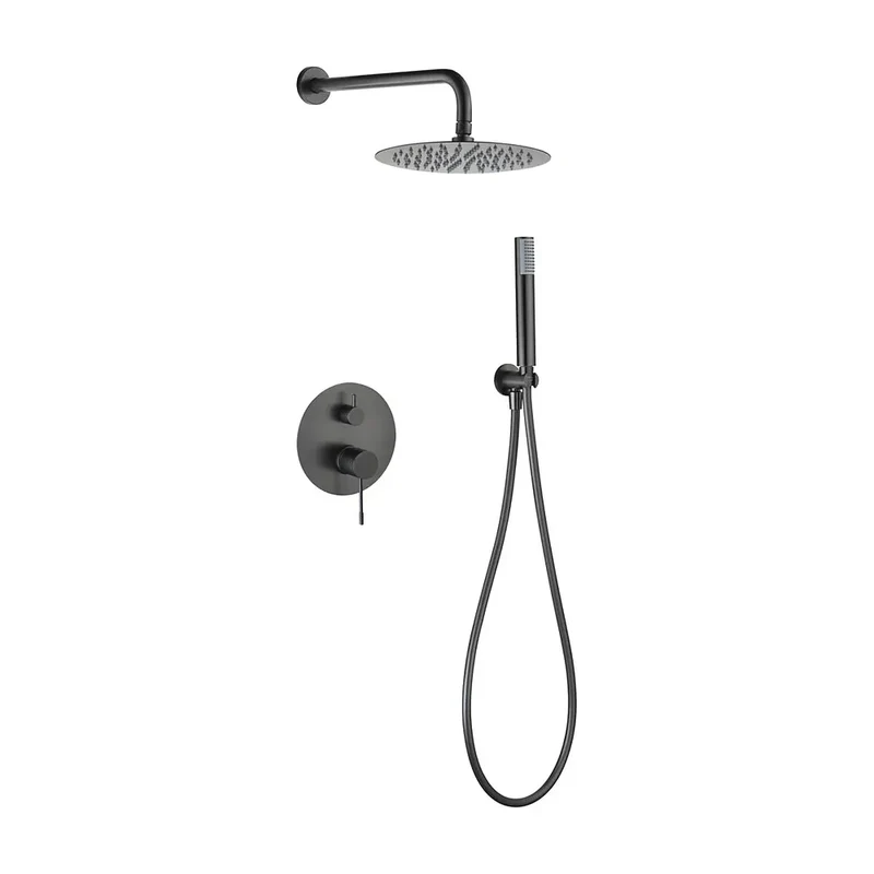 Conjunto ducha monomando empotrado Genova black gun metal Imex