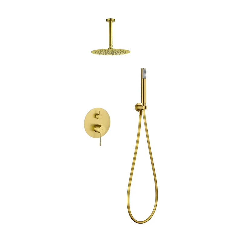 Conjunto ducha monomando empotrado Piamonte oro cepillado Imex