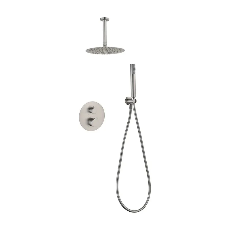 Conjunto ducha termostático empotrado Piamonte níquel cepillado Imex
