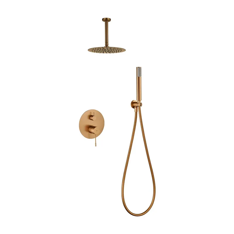 Conjunto Ducha Monomando Empotrado Piamonte Oro Rosa Cepillado Imex
