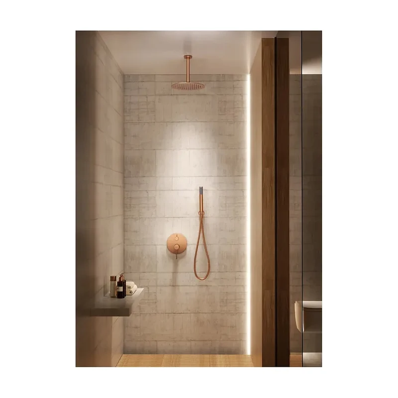 Conjunto Ducha Monomando Empotrado Piamonte Oro Rosa Cepillado Imex