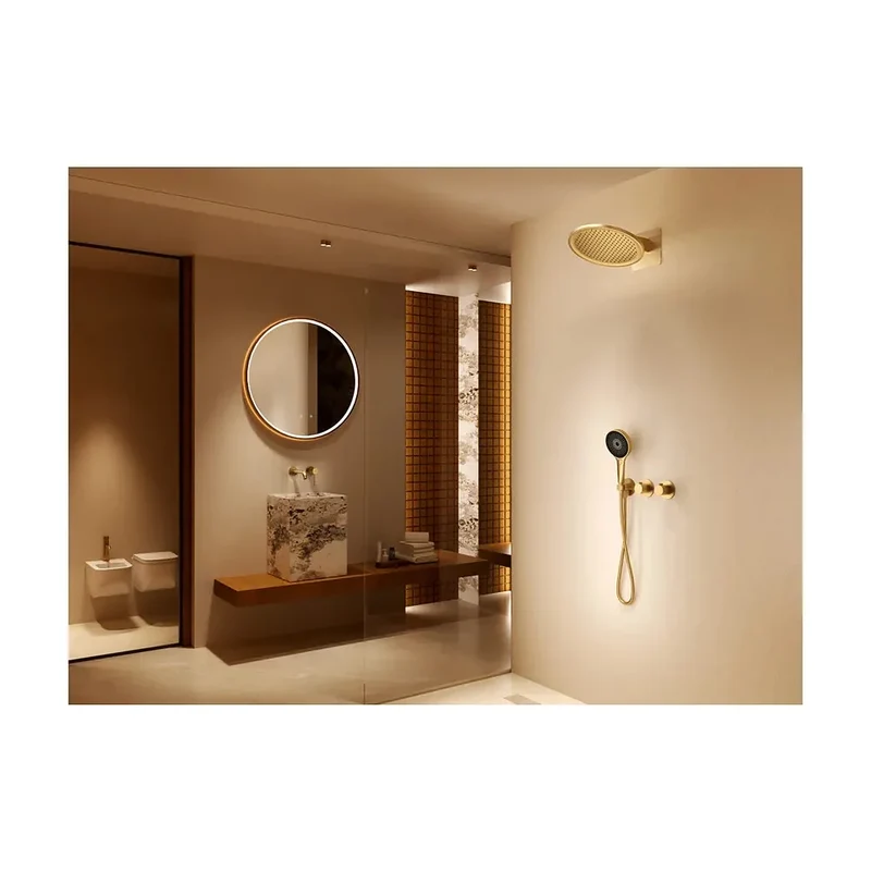 Ducha Termostática Empotrada Bolonia Oro Rosa Cepillado Imex
