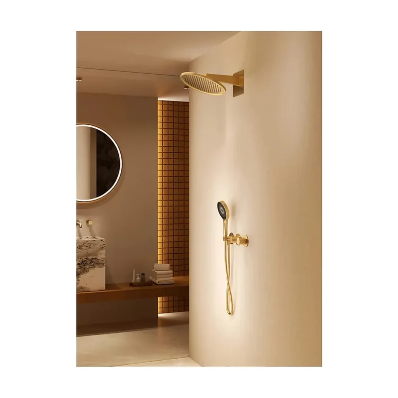 Ducha Termostática Empotrada Bolonia Oro Rosa Cepillado Imex