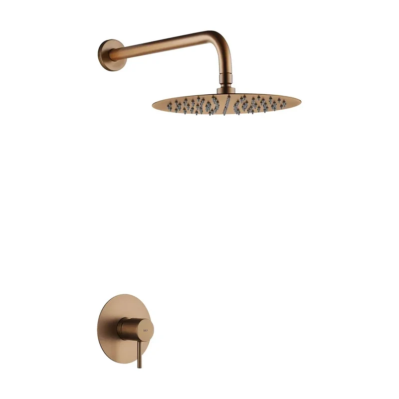 Set Monomando Empotrado 1 Vía Monza Con Rociador Oro rosa cepillado Imex
