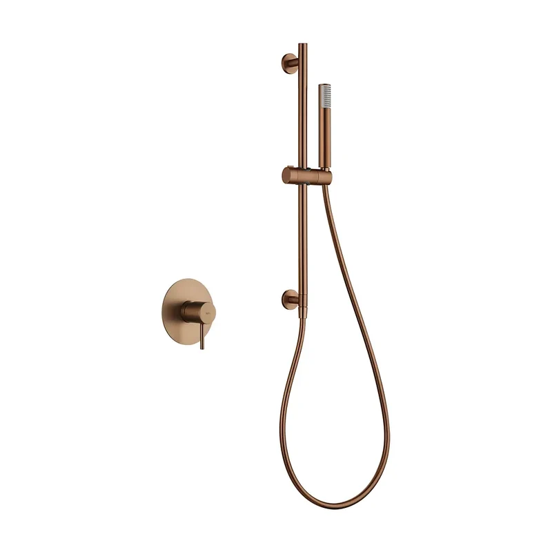 Set Monomando Empotrado 1 Vía Monza Con Mango Oro Rosa Cepillado Imex