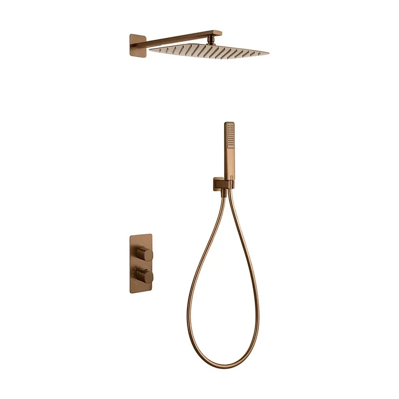 Conjunto Ducha Termostático Empotrado Firenze Oro Rosa Cepillado Imex
