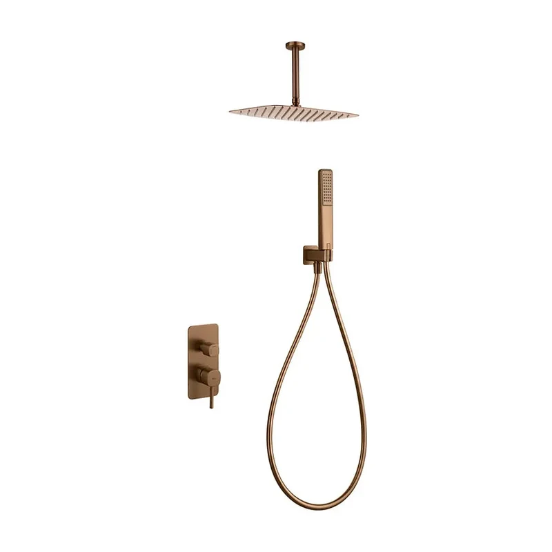 Conjunto Ducha Monomando Empotrado Arezzo Oro Rosa Cepillado Imex