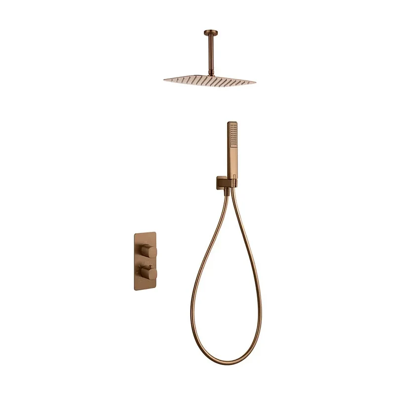 Conjunto Ducha Termostático Empotrado Arezzo Oro Rosa Cepillado Imex
