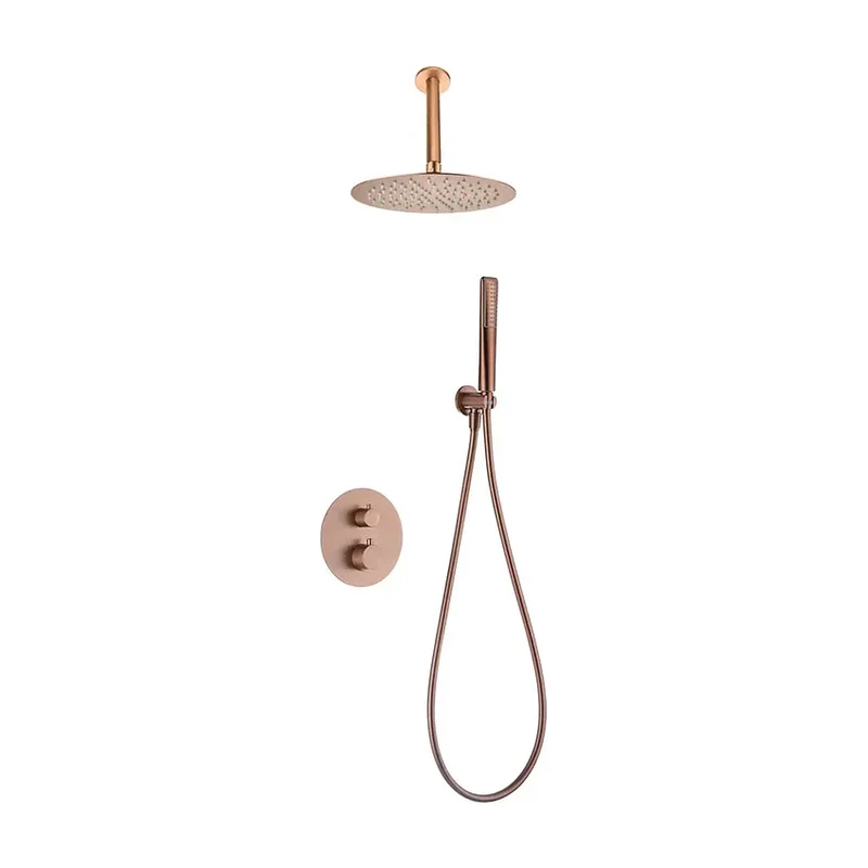 Sistema Ducha Empotrado Imex Salerno Oro Rosa Cepillado