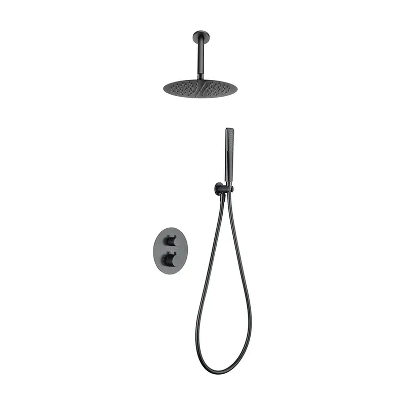 Ducha Termostática Empotrada Imex Salerno Black Gun Metal