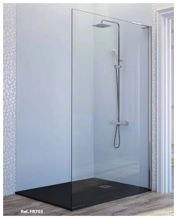 Mampara de ducha con vidrio transparente y perfil de plata de alto brillo Fresh Kassandra