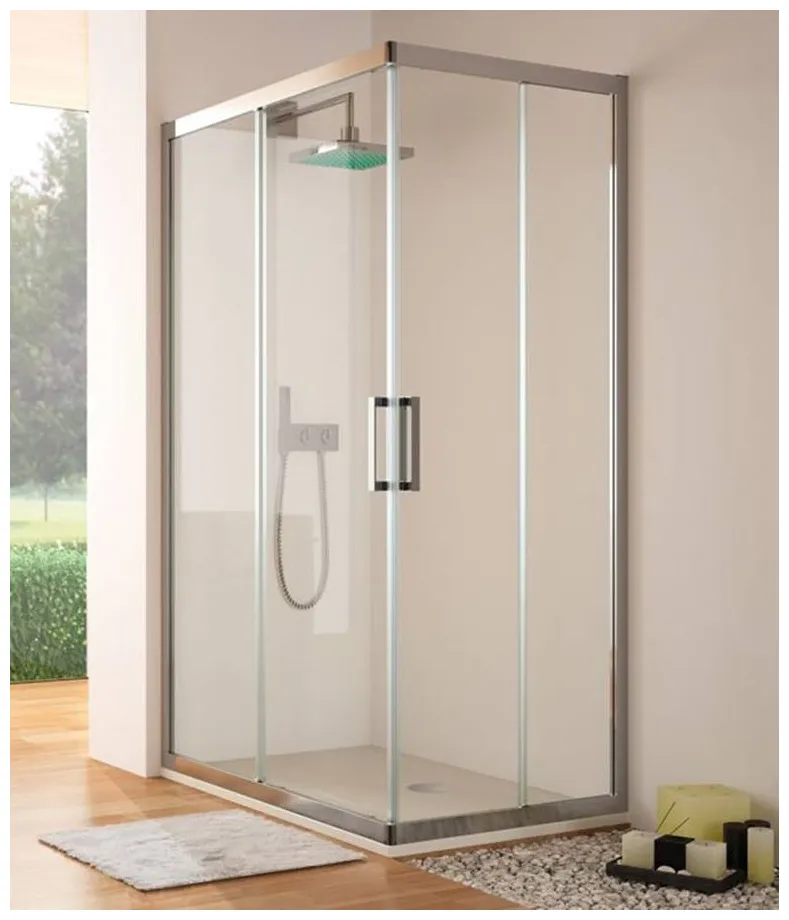 Mampara de ducha angular con fijos y puertas correderas 300 Kassandra