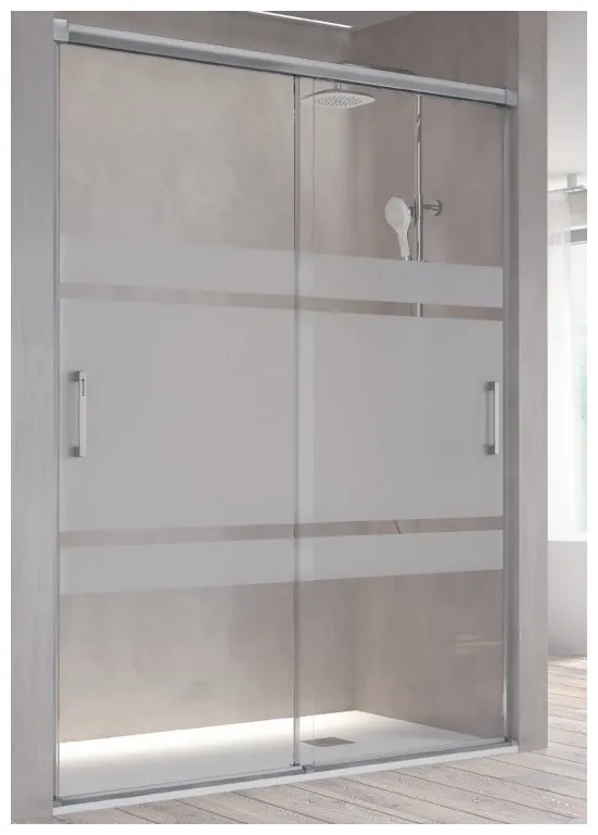 Mampara frontal de dos puertas correderas para ducha con cristal templado BT111 Kassandra