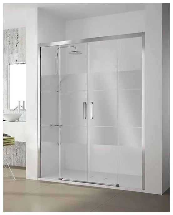 Mampara de ducha con correderas y fijos de cristal decorado Clio CU100 Kassandra