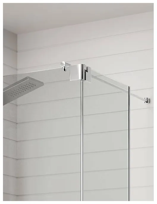 Mampara de ducha de cristal templado con panel fijo y hoja abatible FR423 Kassandra