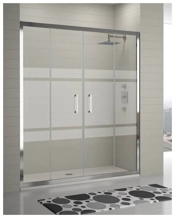 Mampara de ducha de cristal templado con puertas correderas y paneles fijos Bali TR100 Kassandra
