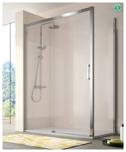 Mampara de ducha con puerta corredera de 195 cm de cristal templado CU607 Kassandra