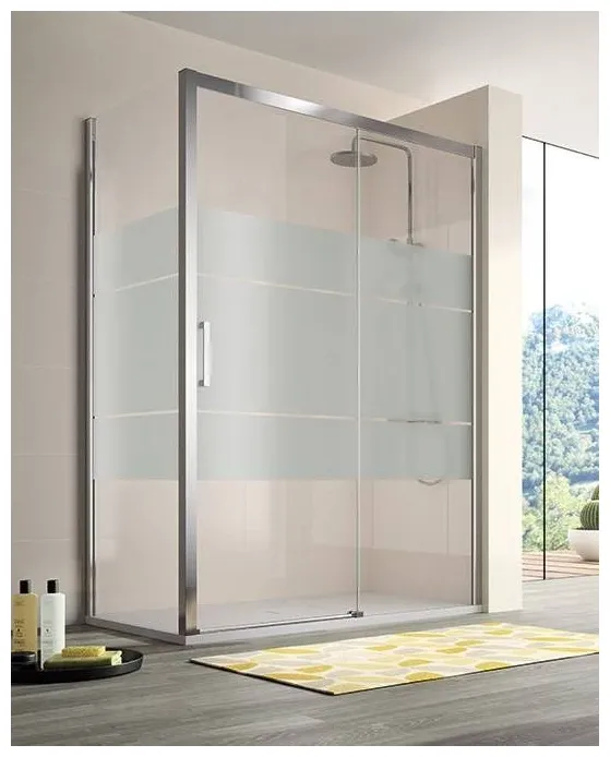 Mampara corredera para baño de 195 cm con cristal templado decorado Clio CU607 Kassandra