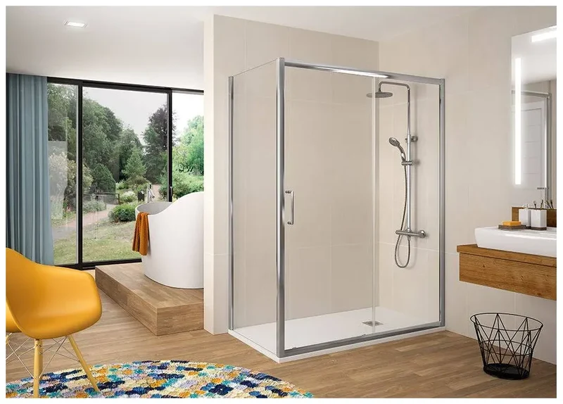 Mampara angular corredera para ducha con cristal templado Bel-La BL607 Kassandra